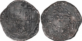 Ferdinand and Isabella (1479-1516)
8 Reales. SEVILLA. Anv.: S entre puntos - Escudo - VIII roel encima. Rev.: 6 flechas. P tumbada en campo. 26,64 gr...