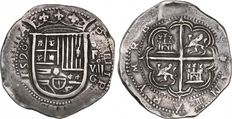 Philip II (1556-1598)
8 Reales. 1590. GRANADA. F. Anv.: 1590 vertical - Escudo ...