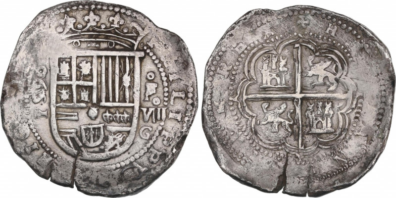 Philip II (1556-1598)
8 Reales. 1590. GRANADA. F. Anv.: 1590 vertical - Escudo ...