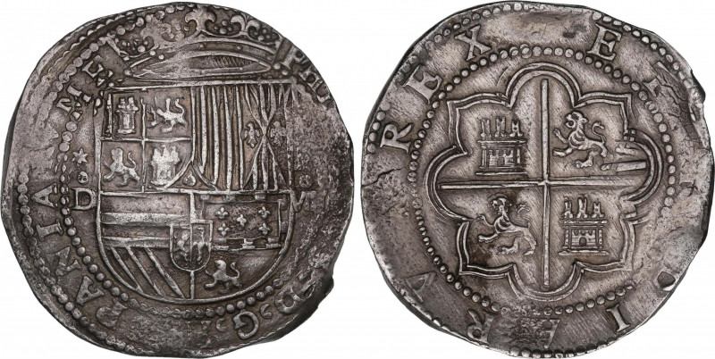 Philip II (1556-1598)
8 Reales. S/F. LIMA. D. Anv.: estrella / D roel encima - ...