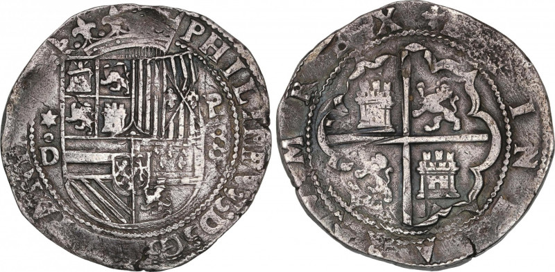 Philip II (1556-1598)
8 Reales. S/F. LIMA. D. Anv.: Estrella / D roel encima - ...