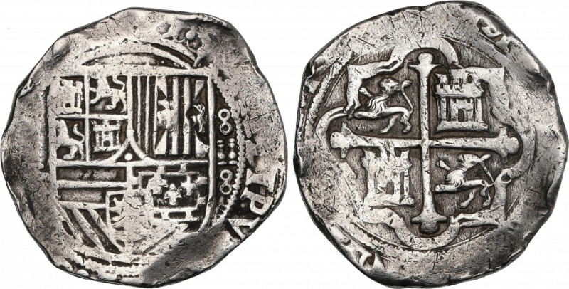 Philip II (1556-1598)
8 Reales. S/F. MÉXICO. (F). Anv.: (M roel encima / F) - E...