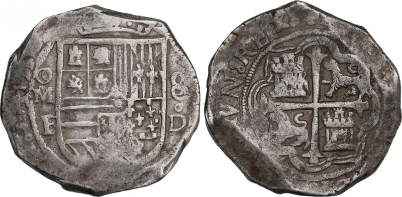 Philip II (1556-1598)
8 Reales. S/F. MÉXICO. F.D. Anv.: M roel encima / F - Esc...