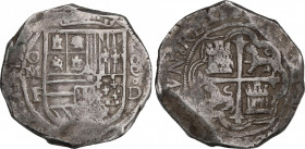 Philip II (1556-1598)
8 Reales. S/F. MÉXICO. F.D. Anv.: M roel encima / F - Escudo - 8 / D roel encima. 27,52 grs. Acuñada entre 1572-1589. Muy escas...
