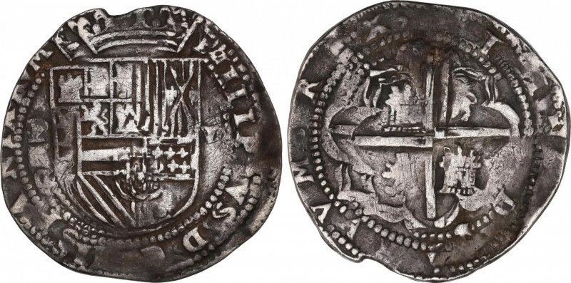 Philip II (1556-1598)
8 Reales. S/F. CECA DE LA PLATA. C. Anv.: P / C - Escudo ...