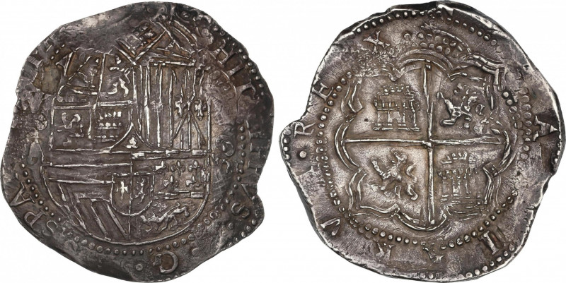 Philip II (1556-1598)
8 Reales. S/F. POTOSÍ. A. Anv.: P / A - Escudo - VIII roe...