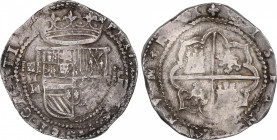Philip II (1556-1598)
8 Reales. S/F. SEGOVIA. IM. Anv.: Acueducto / I / M - Escudo - VIII roel encima. 27,26 grs. Acuñada sobre 1586. Casa Vieja. Muy...