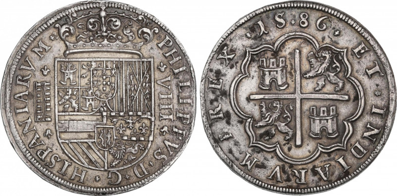 Philip II (1556-1598)
8 Reales. 15+86. SEGOVIA. Encapsulada por NGC AU 53 (nº 5...