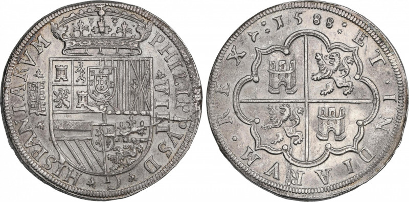 Philip II (1556-1598)
8 Reales. 1588. SEGOVIA. Anv.: Similar al lote anterior, ...