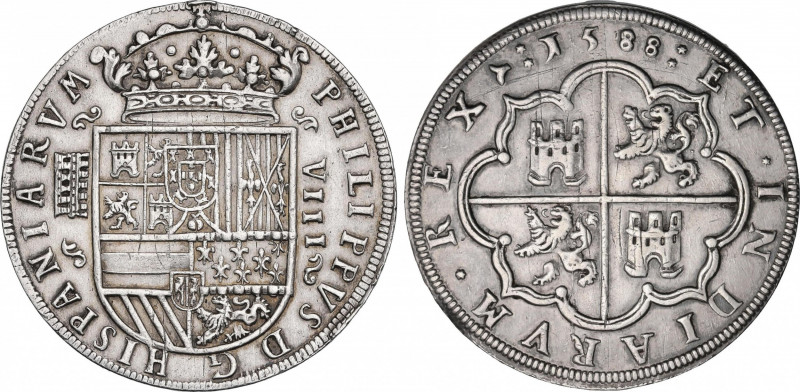 Philip II (1556-1598)
8 Reales. 1588. SEGOVIA. Anv.: Similar al lote anterior. ...
