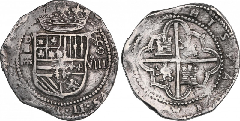 Philip II (1556-1598)
8 Reales. 1590. SEGOVIA. I. Anv.: I roel encima / Acueduc...