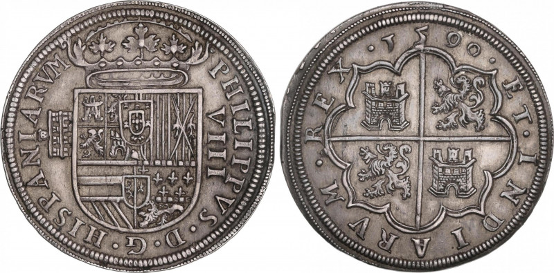 Philip II (1556-1598)
8 Reales. 1590. SEGOVIA. Anv.: Acueducto vertical de 3 ar...