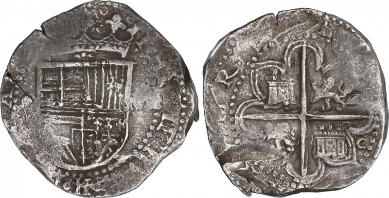 Philip II (1556-1598)
8 Reales. S/F. SEVILLA. C. Rev.: Ensayador a la derecha d...