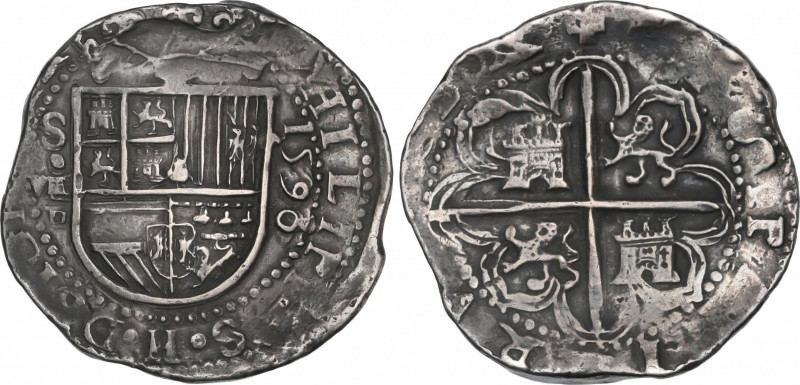 Philip II (1556-1598)
8 Reales. 1590. SEVILLA. P tumbada. Anv.: S / VIII roel e...