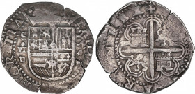 Philip II (1556-1598)
8 Reales. 1590. SEVILLA. P tumbada. Anv.: S / VI roel encima / P tumbada - Escudo - 1590 vertical (fecha completa). ERROR: Valo...