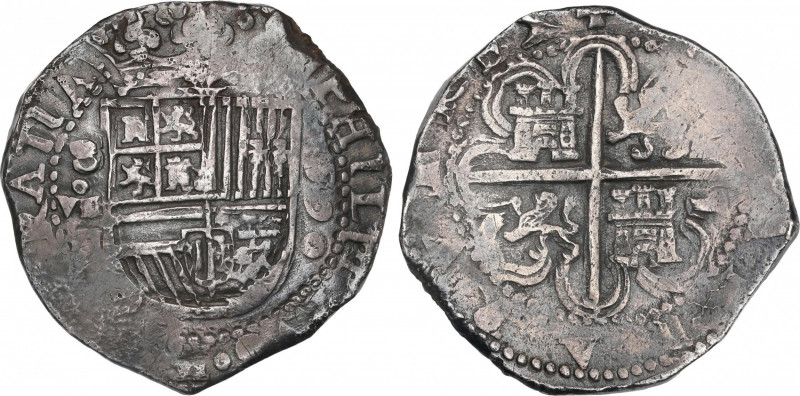 Philip II (1556-1598)
8 Reales. 1590. SEVILLA. H. Anv.: S / VIII roel encima / ...