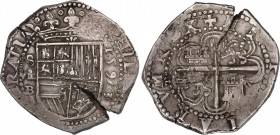 Philip II (1556-1598)
8 Reales. 1593/0. SEVILLA. B. Anv.: S / VIII roel encima / B - Escudo - 1593/0 vertical. 27,65 grs. Ni Cal ni AC catalogan esta...