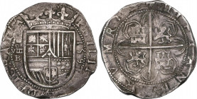 Philip II (1556-1598)
8 Reales. 1597. SEVILLA. B. Anv.: S / VIII roel encima / B - Escudo - 1597 vertical (fecha completa). 27,14 grs. Muy escasa. MB...