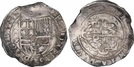 Philip II (1556-1598)
8 Reales. S/F. TOLEDO. M. Anv.: ...GRATIA. T roel encima / M dentro de círculo - Escudo - VIII roel encima. Rev.: Roeles. 27,33...