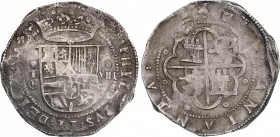 Philip II (1556-1598)
8 Reales. S/F. TOLEDO. M. Anv.: T roel encima / M dentro de círculo - Escudo - VIII roel encima. PHILIPPVS:II:DEI (GRATIA) ++. ...