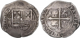 Philip III (1598-1621)
8 Reales. 1609. MÉXICO. A. Anv.: M roel encima / A - Escudo - 8. 27,02 grs. Muy escasa. EBC-. / Very scarce and almost extreme...