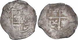 Philip III (1598-1621)
8 Reales. 1612/1. MÉXICO. F. Anv.: M roel encima / F - Escudo - (8). 27,18 grs. MBC. / Very fine. AC-896; Cal-104. Adq. Herrer...