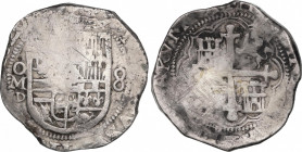 Philip III (1598-1621)
8 Reales. 1620. MÉXICO. D. Anv.: M roel encima / D - Escudo - 8. 26,70 grs. Acuñación floja. MBC-. / Weak strike. Almost very ...