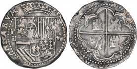 Philip III (1598-1621)
8 Reales. S/F. POTOSÍ. B. Anv.: P / B - Escudo - VIII roel encima. 26,74 grs. Acuñada entre 1598-1603. MBC. / Struck between 1...
