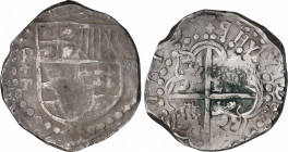 Philip III (1598-1621)
8 Reales. 1619. POTOSÍ. T. Anv.: P / + / T - Escudo - VIII roel encima. Rev.: + PHYLYPVS. Las P invertidas. Leones y castillos...