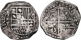 Philip III (1598-1621)
8 Reales. (1620). POTOSÍ. T. Anv.: P invertida / . / T - Escudo - VIII roel encima. 27,12 grs. Rayitas de limpieza en reverso....