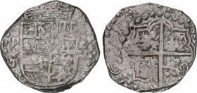 Philip III (1598-1621)
8 Reales. 16Z1. POTOSÍ. T. Rev.: Leones y castillos. 27,02 grs. MBC-. / Almost very fine. AC-933; Cal-No Cat. Ex Ponterio 100 ...