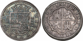 Philip III (1598-1621)
8 Reales. 1611/09. SEGOVIA. C. 27,11 grs. Pátina irisada en anverso. Rayitas en reverso. Escasa. MBC+. / Iridescent patina in ...