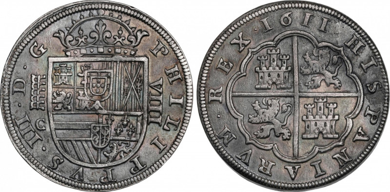 Philip III (1598-1621)
8 Reales. 1611. SEGOVIA. C. 26,98 grs. Pátina grisacea o...