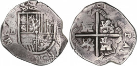 Philip III (1598-1621)
8 Reales. (16)01. SEVILLA. B. Anv.: S / B - Escudo - VIII vertical. 26,53 grs. Tipo OMNIVM. MBC-. / OMNIVM type. Almost very f...