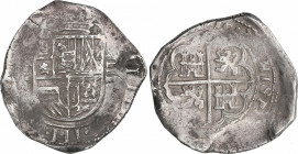 Philip III (1598-1621)
8 Reales. 1607. TOLEDO. (C). 26,71 grs. Rara. MBC. / Rare and very fine. AC-986; Cal-194 ; CCT-No Cat esta fecha. Ex Martí Her...