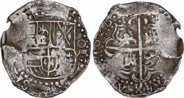 Philip IV (1621-1665)
8 Reales. 1626. POTOSÍ. (P). 26,7 grs. Leones y castillos. Hoja a las 9h. Leves oxidaciones. MBC+. / Lions and castles. Metal p...