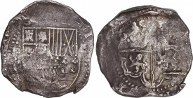 Philip IV (1621-1665)
8 Reales. (1)635. POTOSÍ. T. 27,08 grs. Oxidaciones. Pátina irregular oscura. MBC. / Corrosions. Uneven dark patina. Very fine....