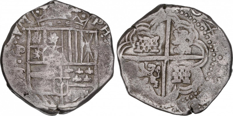 Philip IV (1621-1665)
8 Reales. (1)642. POTOSÍ. T.R. 26,39 grs. 6 y 2 de la fec...