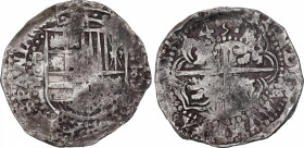 Philip IV (1621-1665)
8 Reales. (16)45. POTOSÍ. T. 26,48 grs. Pátina irregular oscura. MBC+. / Uneven dark patina. Choice very fine. AC-1474; Cal-492...