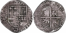 Philip IV (1621-1665)
8 Reales. (164)6. POTOSÍ. V. 27,62 grs. Pátina. MBC. / Patina. Very fine. AC-1479; Cal-496. Adq. M. Dunigan - Diciembre 1992.