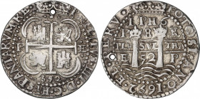 Philip IV (1621-1665)
8 Reales. 1652. POTOSÍ. E. No encapsulada por NGC PLATED (nº 5779587-003) por sobredorada. Rev.: I PH6 bajo la corona. 26,88 gr...