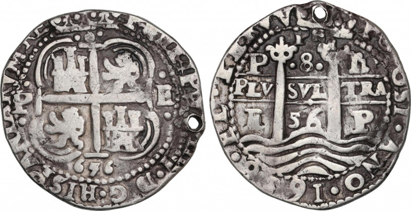 Philip IV (1621-1665)
8 Reales. 1656. POTOSÍ. E. Encapsulada por NGC FINE DETAI...