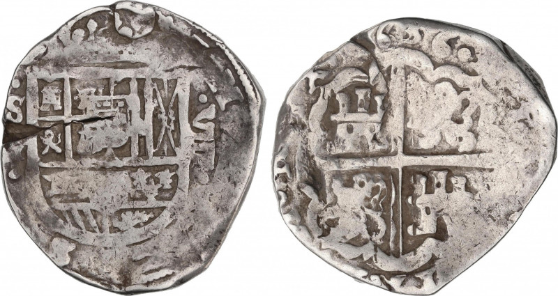 Philip IV (1621-1665)
8 Reales. (1)636. SEVILLA. R. 27,13 grs. Repintada con le...