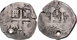 Charles II (1665-1700)
8 Reales. 1686. LIMA. R. 26,85 grs. Perforación. MBC-. / Hole. Almost very fine. AC-591; Cal-229.