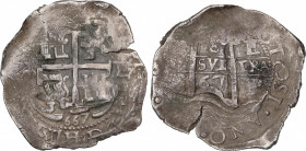 Charles II (1665-1700)
8 Reales. 1667. POTOSÍ. E. 27,25 grs. Dos fechas visibles. Tres cifras en la fecha del anverso 667. MBC. / Two visible dates. ...