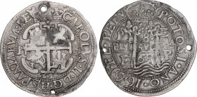 Charles II (1665-1700)
8 Reales. 1669/8. POTOSÍ. E. Encapsulada por NGC VF DETAILS, HOLED (nº 5779586-020). 25,89 grs. Tipo Real. Correción de fecha ...