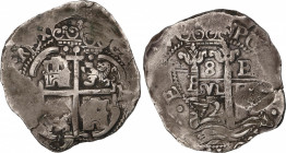 Charles II (1665-1700)
8 Reales. 1672. POTOSÍ. E. 26,47 grs. Repintada en reverso. Pátina. MBC. / Double-struck on reverse. Patina. Very fine. AC-703...