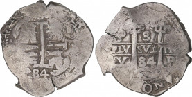 Charles II (1665-1700)
8 Reales. 1684. POTOSÍ. V. 26,76 grs. Dos fechas visibles. MBC. / Two visible dates. Very fine. AC-722; Cal-366. Adq. Herrero ...