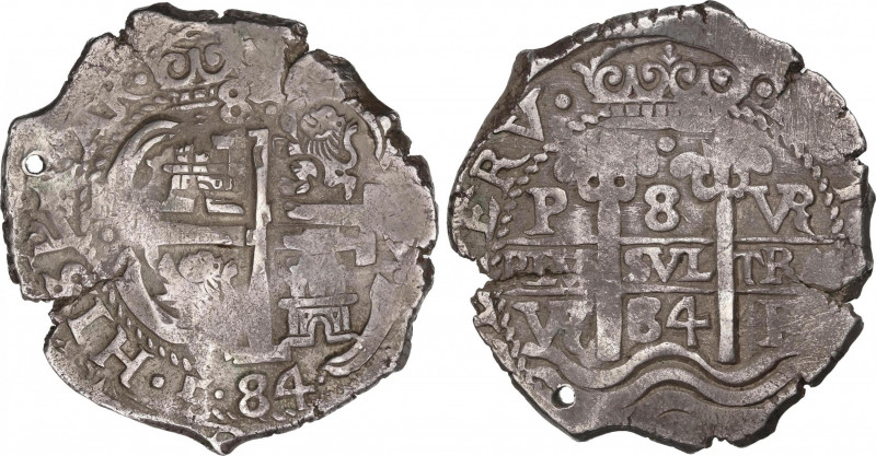 Charles II (1665-1700)
8 Reales. 1684. POTOSÍ. VR (nexadas). 26,54 grs. Dos fec...