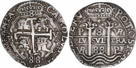 Charles II (1665-1700)
8 Reales. 1688. POTOSÍ. VR (nexadas). Encapsulada por NGC XF DETAILS, PLUGGED (nº 5779586-027). 26,62 grs. Tipo Real. Grado de...